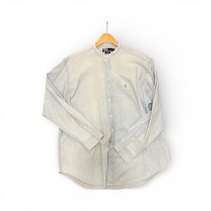 Polo Ralph Lauren POSTBOY Denim Grandad Collar Blue Button Down Shirt XL Vintage